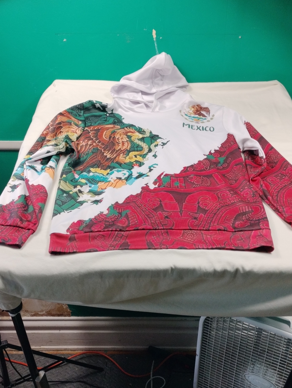 Mexico Graphic Hooded Sweatshirt - White, Green & Red Size medium #31